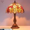 imageWERFACTORY Tiffany Table Lamp Stained Glass Style Maple Leaf Bedside Lamp Desk Reading Light 12X12X18 Inches Decor Bedroom Living Room Home Office S804 Series