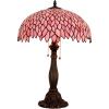 imageWERFACTORY Tiffany Lamp Stained Glass Style Bedside Table Lamp Pink Wisteria Desk Reading Light Resin Base 16X16X24 Inches Decor Bedroom Living Room Home Office S523P Series