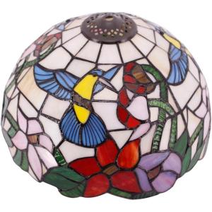imageWERFACTORY Tiffany Lamp Shade Replacement 12X6 Inch Cream Amber Stained Glass Hummingbird Lampshade Only with Cap fit for Table lamp Pendant Light Ceiling Fixture Part Not Included S101 Series B