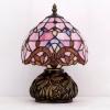 imageWERFACTORY Small Tiffany Lamp Desk Pink Stained Glass Baroque Mushroom Table Lamp Bronze Mini Accent Lamp W8H11 Inch S003P Series