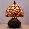 imageWERFACTORY Small Tiffany Lamp Desk Pink Stained Glass Baroque Mushroom Table Lamp Bronze Mini Accent Lamp W8H11 Inch S003P Series