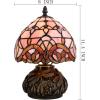 imageWERFACTORY Small Tiffany Lamp Desk Pink Stained Glass Baroque Mushroom Table Lamp Bronze Mini Accent Lamp W8H11 Inch S003P Series