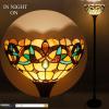 imageWERFACTORY Tiffany Floor Lamp Serenity Victorian Stained Glass Light 12X12X66 Inches Pole Torchiere Standing Corner Torch Uplight Decor Bedroom Living Room Home Office S021 Series