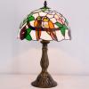 imageWERFACTORY Tiffany Table Lamp Stained Glass Bedside Lamp Double Tropical Birds Desk Reading Light 12X12X18 Inches Decor Bedroom Living Room Home Office S803 Series