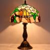 imageWERFACTORY Tiffany Table Lamp Stained Glass Bedside Lamp Double Tropical Birds Desk Reading Light 12X12X18 Inches Decor Bedroom Living Room Home Office S803 Series