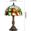 imageWERFACTORY Tiffany Table Lamp Stained Glass Bedside Lamp Double Tropical Birds Desk Reading Light 12X12X18 Inches Decor Bedroom Living Room Home Office S803 Series