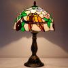 imageWERFACTORY Tiffany Table Lamp Stained Glass Bedside Lamp Double Tropical Birds Desk Reading Light 12X12X18 Inches Decor Bedroom Living Room Home Office S803 Series