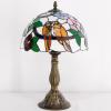 imageWERFACTORY Tiffany Table Lamp Stained Glass Bedside Lamp Double Tropical Birds Desk Reading Light 12X12X18 Inches Decor Bedroom Living Room Home Office S803 Series