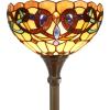 imageWERFACTORY Tiffany Floor Lamp Serenity Victorian Stained Glass Light 12X12X66 Inches Pole Torchiere Standing Corner Torch Uplight Decor Bedroom Living Room Home Office S021 Series