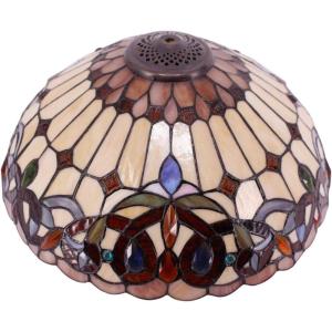 imageWERFACTORY Tiffany Lamp Shade Replacement 16X8 Inch Serenity Victorian Stained Glass Lampshade Only with Cap fit for Table lamp Pendant Light Ceiling Fixture Part Not Included S021 Series