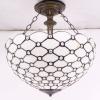 imageWERFACTORY Tiffany Ceiling Light Fixture Cream Amber Stained Glass Bead Semi Flush Mount Lamp Wide 16 Inch Height 15 Inch Tiffany Ceiling Lamp S005 Series
