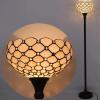 imageWERFACTORY Tiffany Floor Lamp Cream Amber Stained Glass Bead Light 12X12X66 Inches Pole Torchiere Standing Corner Torch Uplight Decor Bedroom Living Room Home Office LED Bulb Included S005 Series