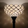 imageWERFACTORY Tiffany Floor Lamp Cream Amber Stained Glass Bead Light 12X12X66 Inches Pole Torchiere Standing Corner Torch Uplight Decor Bedroom Living Room Home Office LED Bulb Included S005 Series