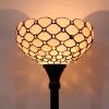 imageWERFACTORY Tiffany Floor Lamp Cream Amber Stained Glass Bead Light 12X12X66 Inches Pole Torchiere Standing Corner Torch Uplight Decor Bedroom Living Room Home Office LED Bulb Included S005 Series