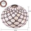 imageWERFACTORY Tiffany Lamp Shade Replacement 12X10X6 Inch Cream Amber Stained Glass Bead Lampshade Only 158Inch Fitter Opening for Arched Floor Lamp Torchiere Lamp Pendant Light S005 Series