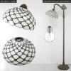 imageWERFACTORY Tiffany Lamp Shade Replacement 12X10X6 Inch Cream Amber Stained Glass Bead Lampshade Only 158Inch Fitter Opening for Arched Floor Lamp Torchiere Lamp Pendant Light S005 Series