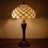 imageWERFACTORY Tiffany Lamp Shade Replacement 12X6 Inch Cream Amber Stained Glass Bead Lampshade Only with Cap fit for Table lamp Pendant Light Ceiling Fixture Part Not Included