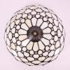 imageWERFACTORY Tiffany Lamp Shade Replacement 12X6 Inch Cream Amber Stained Glass Bead Lampshade Only with Cap fit for Table lamp Pendant Light Ceiling Fixture Part Not Included