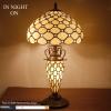 imageWERFACTORY Tiffany Lamp Shade Replacement 12X6 Inch Cream Amber Stained Glass Bead Lampshade Only with Cap fit for Table lamp Pendant Light Ceiling Fixture Part Not Included