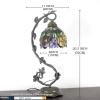 imageWERFACTORY Tiffany Table Lamp Red Rose Style Stained Glass Reading Desk Light with Metal Leaf Base 6X10X21 Inches Decor Small Space Bedroom Home Office S001 Series