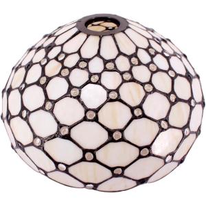 imageWERFACTORY Tiffany Lamp Shade Replacement 12X10X6 Inch Cream Amber Stained Glass Bead Lampshade Only 158Inch Fitter Opening for Arched Floor Lamp Torchiere Lamp Pendant Light S005 Series