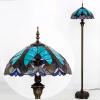 imageWERFACTORY Tiffany Floor Lamp Green Brown Liaison Stained Glass Standing Reading Light 16X16X64 Inches Antique Pole Corner Lamp Decor Bedroom Living Room Home Office S160G Series