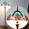 imageWERFACTORY Tiffany Floor Lamp Green Brown Liaison Stained Glass Standing Reading Light 16X16X64 Inches Antique Pole Corner Lamp Decor Bedroom Living Room Home Office S160G Series
