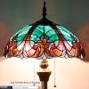 imageWERFACTORY Tiffany Floor Lamp Green Brown Liaison Stained Glass Standing Reading Light 16X16X64 Inches Antique Pole Corner Lamp Decor Bedroom Living Room Home Office S160G Series