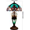 imageWERFACTORY Tiffany Style Table Lamp Green Stained Glass Liaison Lamp 12X12X22 Inches MotherDaughter Vase Desk Reading Light Decor Bedroom Living Room Home Office S160G Series