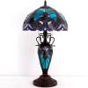 imageWERFACTORY Tiffany Style Table Lamp Green Stained Glass Liaison Lamp 12X12X22 Inches MotherDaughter Vase Desk Reading Light Decor Bedroom Living Room Home Office S160G Series