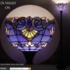 imageWERFACTORY Tiffany Floor Lamp Blue Purple Baroque Stained Glass Light 12X12X66 Inch Pole Torchiere Standing Corner Torch Uplight Decor Bedroom Living Room Home Office S003C Series Blue