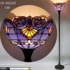 imageWERFACTORY Tiffany Floor Lamp Blue Purple Baroque Stained Glass Light 12X12X66 Inch Pole Torchiere Standing Corner Torch Uplight Decor Bedroom Living Room Home Office S003C Series Blue