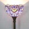 imageWERFACTORY Tiffany Floor Lamp Blue Purple Baroque Stained Glass Light 12X12X66 Inch Pole Torchiere Standing Corner Torch Uplight Decor Bedroom Living Room Home Office S003C Series Blue