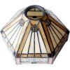 imageWERFACTORY Tiffany Lamp Stained Glass Table Lamp Yellow Hexagon Mission Bedside Desk Reading Light Metal Leaf Base 8X10X21 Inches Decor Small Space Bedroom Home Office S011 Series