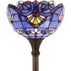 imageWERFACTORY Tiffany Floor Lamp Blue Purple Baroque Stained Glass Light 12X12X66 Inch Pole Torchiere Standing Corner Torch Uplight Decor Bedroom Living Room Home Office S003C Series Blue