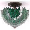 imageTiffany Ceiling Fixture Lamp Semi Flush Mount 12 Inch Green Wisteria Stained Glass Shade For Dinner Room Pendant Hanging 2 Light