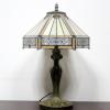 imageTiffany Lamp Set of 2 Stained Glass Bedside Table Lamp Yellow Hexagon Mission Style Reading Desk Light 18quot Tall Lover Livingroom Bedroom Library Banker WERFACTORY LED Bulb Included