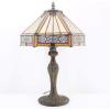 imageTiffany Lamp Set of 2 Stained Glass Bedside Table Lamp Yellow Hexagon Mission Style Reading Desk Light 18quot Tall Lover Livingroom Bedroom Library Banker WERFACTORY LED Bulb Included