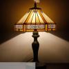 imageTiffany Lamp Set of 2 Stained Glass Bedside Table Lamp Yellow Hexagon Mission Style Reading Desk Light 18quot Tall Lover Livingroom Bedroom Library Banker WERFACTORY LED Bulb Included
