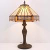 imageTiffany Lamp Set of 2 Stained Glass Bedside Table Lamp Yellow Hexagon Mission Style Reading Desk Light 18quot Tall Lover Livingroom Bedroom Library Banker WERFACTORY LED Bulb Included