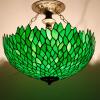 imageTiffany Lamp Shade Replacement W16H7 Inch Green Stained Glass Wisteria Lampshade For Table Lamps FLoor Lamp Ceiling Fixture 3 Hooks InsidePendant Hanging Light S523 WERFACTORY Home Office Decoration