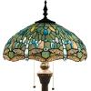 imageTiffany Lamp Shade Replacement W16H7 Inch Sea Blue Stained Glass Dragonfly Lampshade For Table Lamps FLoor Lamp Ceiling Fixture3 Hooks Pendant Hanging Light S147 WERFACTORY Home Office Decoration