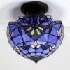 imageWERFACTORY Tiffany Ceiling Light Fixture Blue Purple Baroque Stained Glass Semi Flush Mount Lamp Wide 12 Inch Height 11 Inch S003C Series