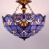 imageWERFACTORY Tiffany Ceiling Light Fixture Blue Purple Baroque Stained Glass Semi Flush Mount Lamp Wide 16 Inch Height 15 Inch Tiffany Ceiling Lamp S003C Series