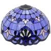 imageWERFACTORY Tiffany Ceiling Light Fixture Blue Purple Baroque Stained Glass Semi Flush Mount Lamp Wide 16 Inch Height 15 Inch Tiffany Ceiling Lamp S003C Series