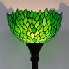 imageWERFACTORY Tiffany Floor Lamp Green Wisteria Stained Glass Light 12X12X66 Inches Pole Torchiere Standing Corner Torch Uplight Decor Bedroom Living Room Home Office S523 Series
