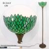 imageWERFACTORY Tiffany Floor Lamp Green Wisteria Stained Glass Light 12X12X66 Inches Pole Torchiere Standing Corner Torch Uplight Decor Bedroom Living Room Home Office S523 Series