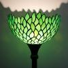 imageWERFACTORY Tiffany Floor Lamp Green Wisteria Stained Glass Light 12X12X66 Inches Pole Torchiere Standing Corner Torch Uplight Decor Bedroom Living Room Home Office S523 Series