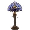 imageWERFACTORY Tiffany Lamp Shade Replacement 12X6 Inch Blue Purple Baroque Style Stained Glass Lampshade Only with Cap fit for Table lamp Pendant Light Ceiling Fixture Part Not Included S003C Series