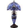 imageWERFACTORY Tiffany Lamp Shade Replacement 12X6 Inch Blue Purple Baroque Style Stained Glass Lampshade Only with Cap fit for Table lamp Pendant Light Ceiling Fixture Part Not Included S003C Series